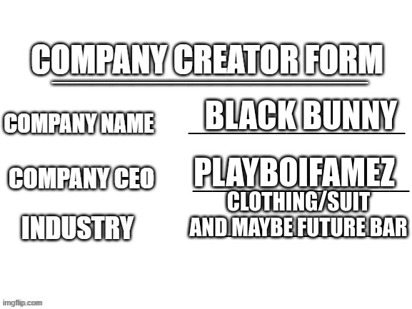 gotta be in the clubbing and designer industry thats where all the hot shots go | BLACK BUNNY; PLAYBOIFAMEZ; CLOTHING/SUIT AND MAYBE FUTURE BAR | made w/ Imgflip meme maker