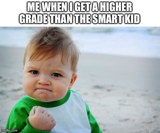 Imagine | ME WHEN I GET A HIGHER GRADE THAN THE SMART KID | image tagged in memes,success kid original,lol,funny,upvote begging,awesome | made w/ Imgflip meme maker