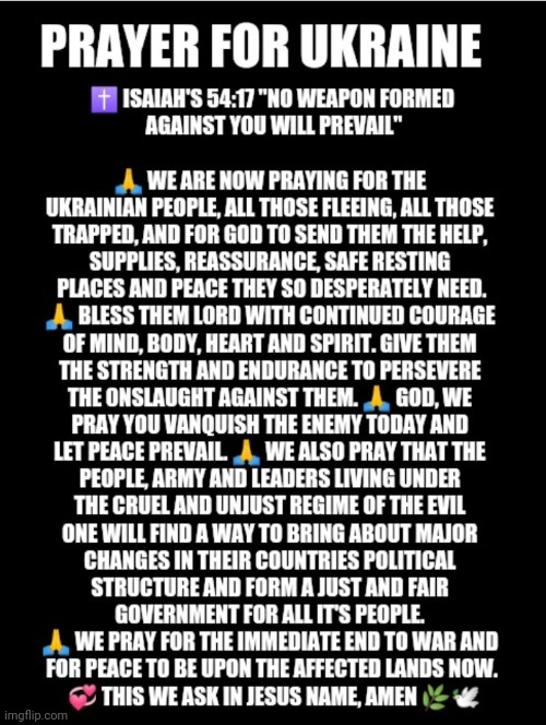 Pray for Ukraine | image tagged in pray for ukraine images,ukraine russian war memes,war and peace memes,ukraine,putin memes,isaiah 54 17 | made w/ Imgflip meme maker