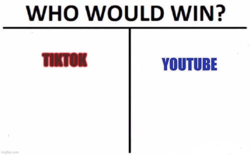 Who Would Win? | TIKTOK; YOUTUBE | image tagged in memes,who would win,tik tok,youtube | made w/ Imgflip meme maker