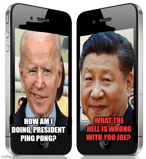 Facetime | HOW AM I DOING, PRESIDENT PING PONG? WHAT THE HELL IS WRONG WITH YOU JOE? | image tagged in facetime | made w/ Imgflip meme maker
