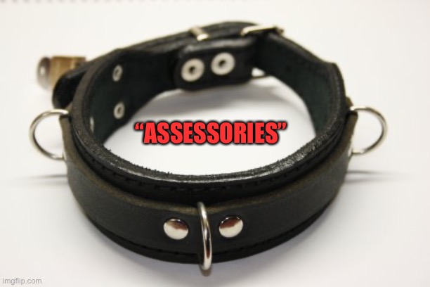 bdsm collar | “ASSESSORIES” | image tagged in bdsm collar | made w/ Imgflip meme maker