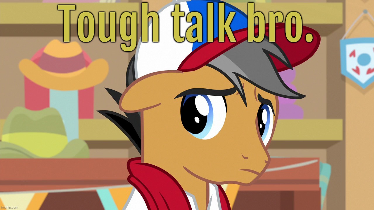 Pouty Pants (MLP) | Tough talk bro. | image tagged in pouty pants mlp | made w/ Imgflip meme maker