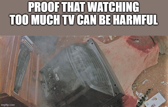 Proof That Watching Too Much TV Can Be Harmful | PROOF THAT WATCHING TOO MUCH TV CAN BE HARMFUL | image tagged in tv,scream,blood,harmful,funny,meme | made w/ Imgflip meme maker