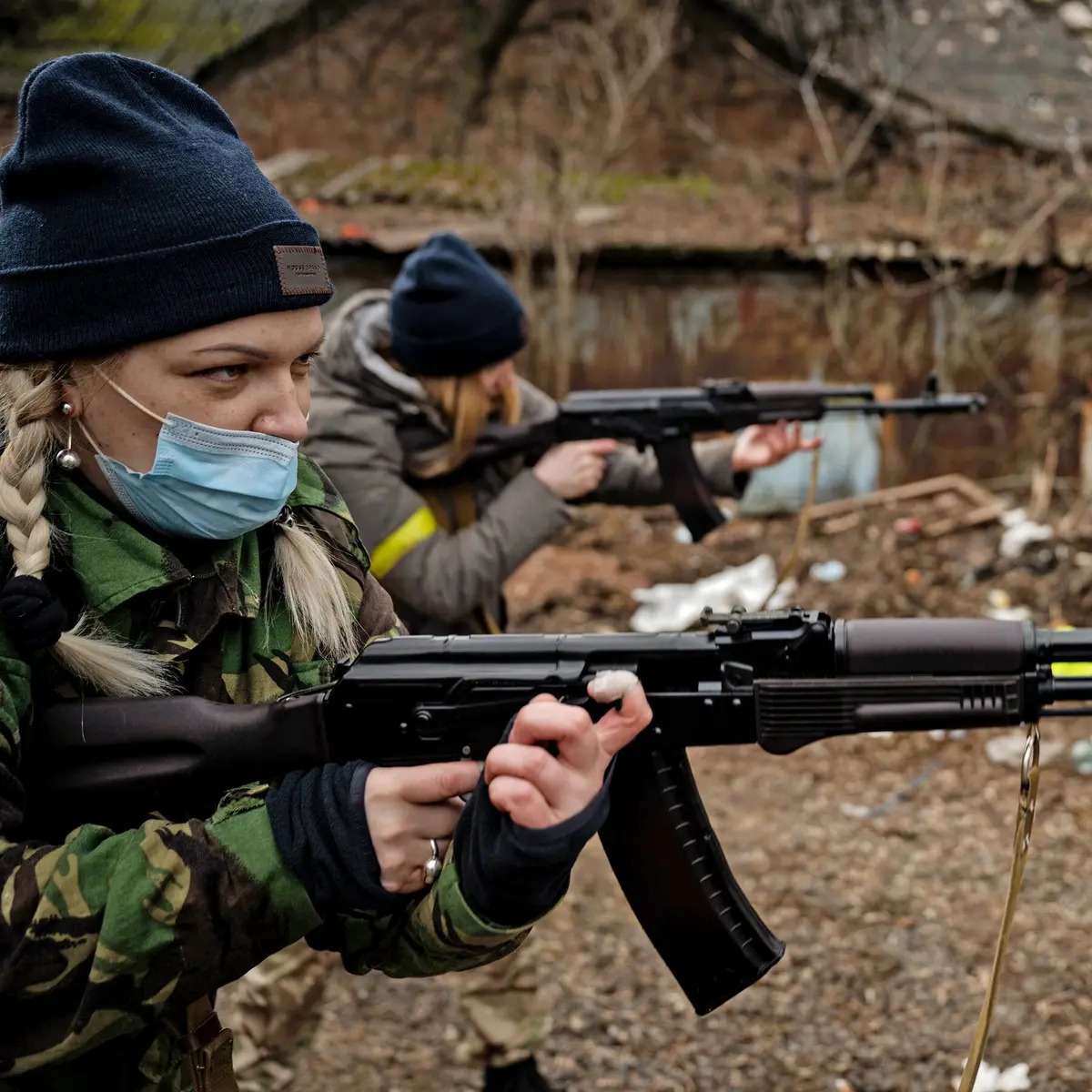 High Quality Ukrainian militia women Blank Meme Template