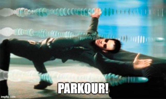 Matrix dodge | PARKOUR! | image tagged in matrix dodge | made w/ Imgflip meme maker