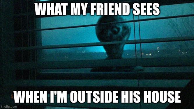 im outside your house | WHAT MY FRIEND SEES; WHEN I'M OUTSIDE HIS HOUSE | image tagged in horror | made w/ Imgflip meme maker