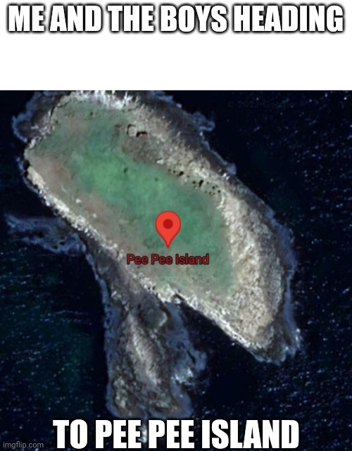 PEE PEE ISLAND | ME AND THE BOYS HEADING; TO PEE PEE ISLAND | image tagged in island | made w/ Imgflip meme maker
