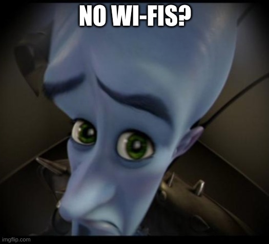 Megamind peeking | NO WI-FIS? | image tagged in no bitches | made w/ Imgflip meme maker