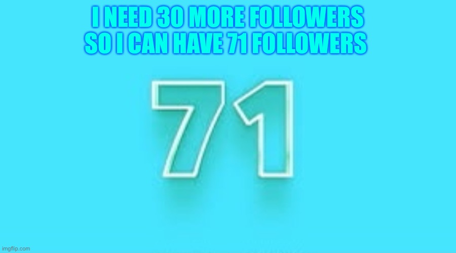 I NEED 30 MORE FOLLOWERS SO I CAN HAVE 71 FOLLOWERS | made w/ Imgflip meme maker