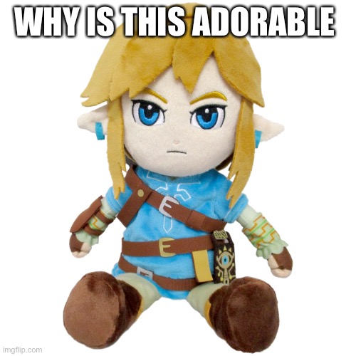 Why is botw link in plushie form so cuteee | WHY IS THIS ADORABLE | image tagged in plushie link botw | made w/ Imgflip meme maker