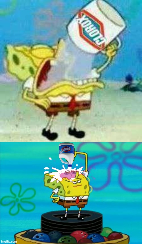 image tagged in spongebob clorox,spongebob pouring bleach | made w/ Imgflip meme maker