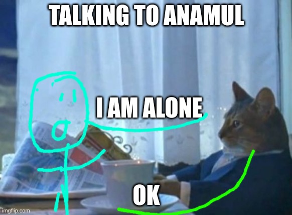 cats | TALKING TO ANAMUL; I AM ALONE; OK | image tagged in memes,i should buy a boat cat | made w/ Imgflip meme maker