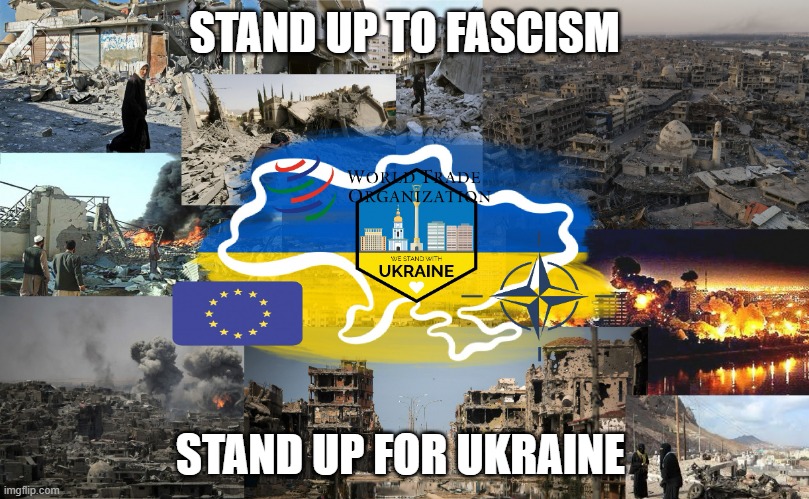 STAND UP FOR UKRAINE | STAND UP TO FASCISM; STAND UP FOR UKRAINE | image tagged in stand united with ukraine | made w/ Imgflip meme maker