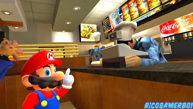 Mario at McDonald's Blank Meme Template