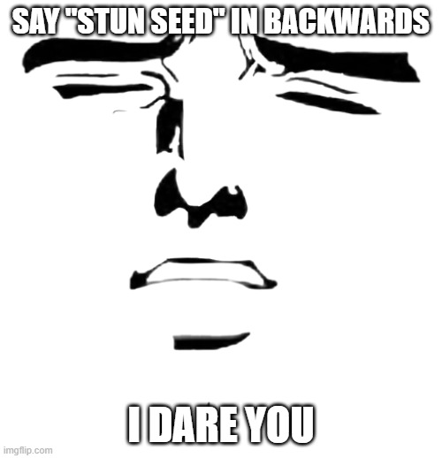 reverse this image if you have a small brain | SAY "STUN SEED" IN BACKWARDS; I DARE YOU | image tagged in funny memes | made w/ Imgflip meme maker