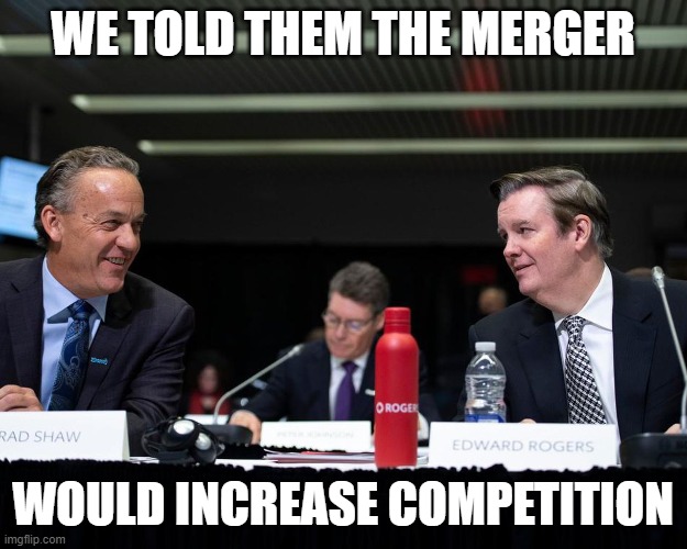 WE TOLD THEM THE MERGER; WOULD INCREASE COMPETITION | made w/ Imgflip meme maker