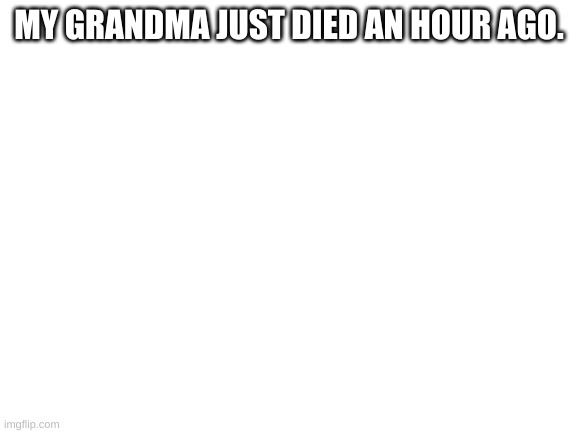 Blank White Template | MY GRANDMA JUST DIED AN HOUR AGO. | image tagged in blank white template | made w/ Imgflip meme maker
