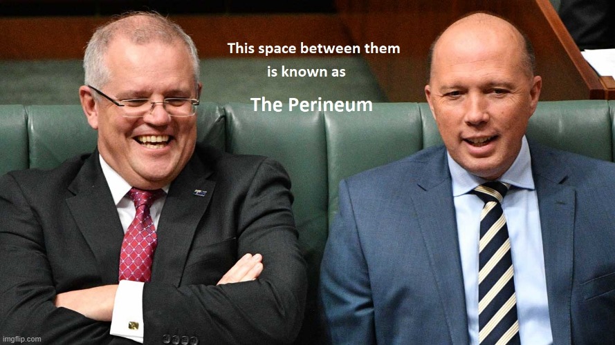 Morrison and Dutton - The Perineum | image tagged in meanwhile in australia,politics,australia | made w/ Imgflip meme maker