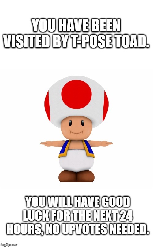 t-pose toad and FOLLOW KFC_CAT! | image tagged in follow kfc cat,t-pose,ukrainian lives matter | made w/ Imgflip meme maker