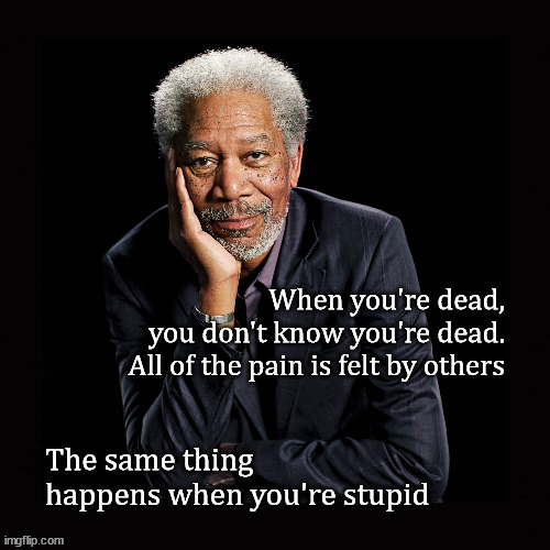 when you're dead, you're dead | image tagged in morgan freeman | made w/ Imgflip meme maker