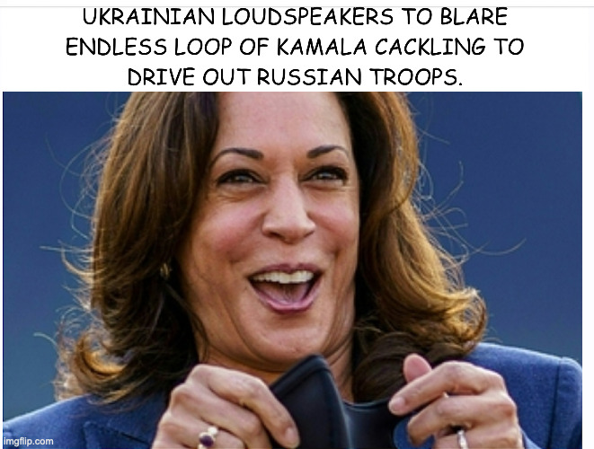 WE DON'T HAVE TO PROVIDE LETHAL FORCE | image tagged in kamala cackling,ukraine | made w/ Imgflip meme maker