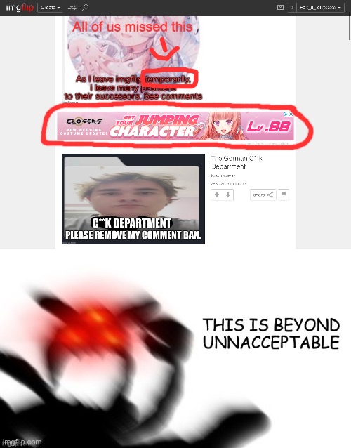 STOP POSTING ANIME ADVERTS HERE | image tagged in this is beyond unacceptable | made w/ Imgflip meme maker