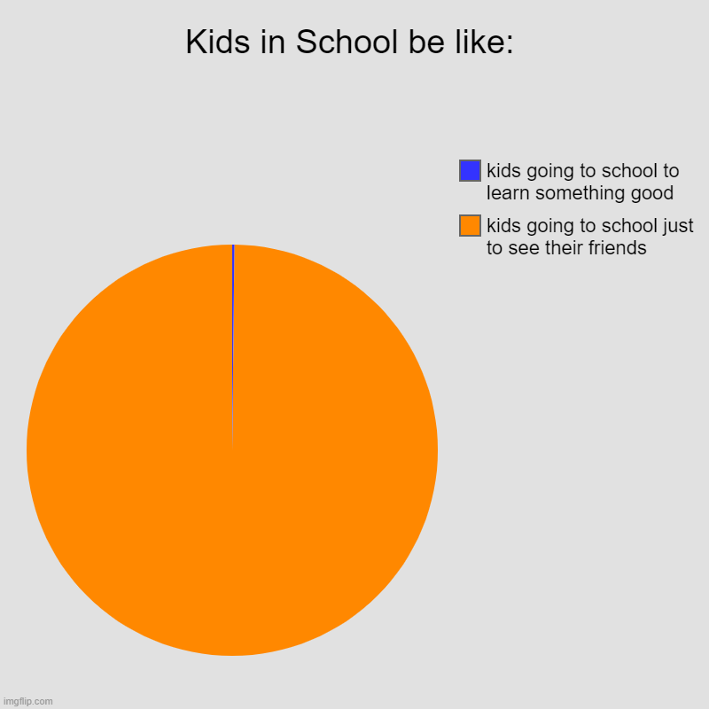 Kids in School be like: | kids going to school just to see their friends, kids going to school to learn something good | image tagged in charts,pie charts | made w/ Imgflip chart maker