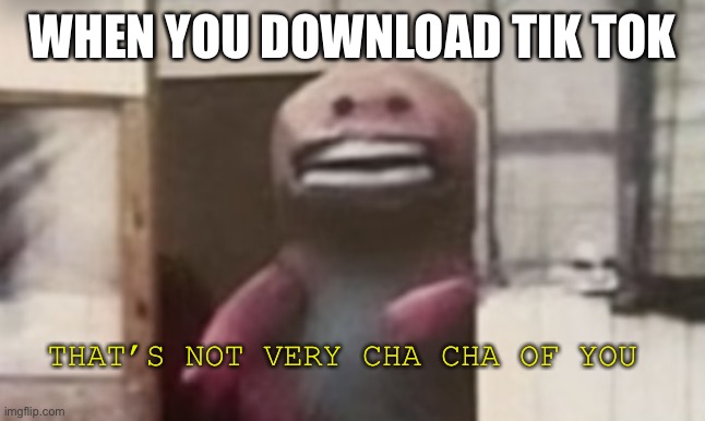 Cha cha very rough | WHEN YOU DOWNLOAD TIK TOK; THAT’S NOT VERY CHA CHA OF YOU | image tagged in not so cha cha | made w/ Imgflip meme maker