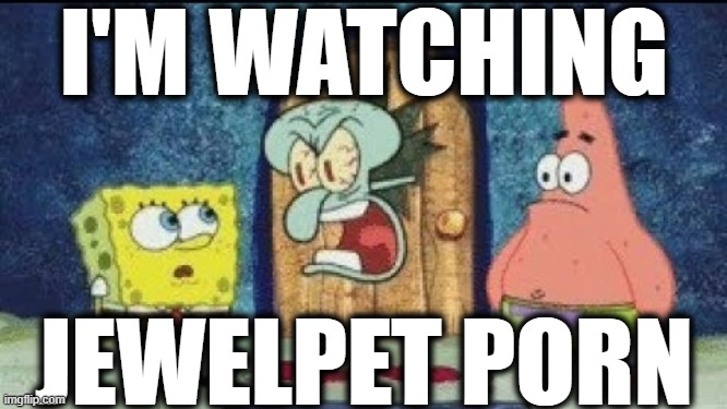 I'M WATCHING JEWELPET PORN | I'M WATCHING; JEWELPET PORN | image tagged in i'm watching x y,spongebob,squidward,jewelpet,i'm watching,porn | made w/ Imgflip meme maker