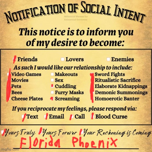 Notification Of Social Intent | image tagged in notification of social intent | made w/ Imgflip meme maker