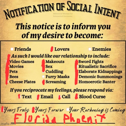 Notification Of Social Intent | image tagged in notification of social intent | made w/ Imgflip meme maker