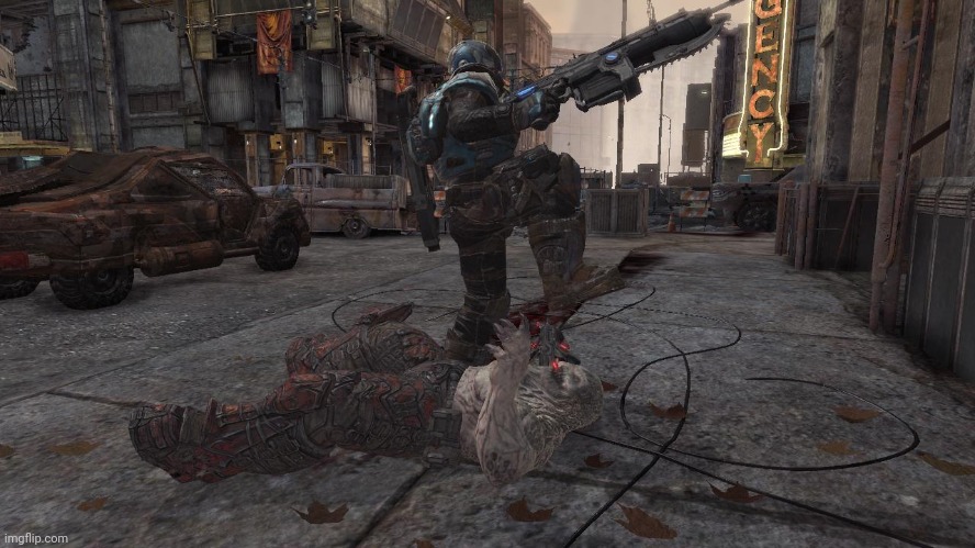 Gears of War curbstomp | image tagged in gears of war curbstomp | made w/ Imgflip meme maker