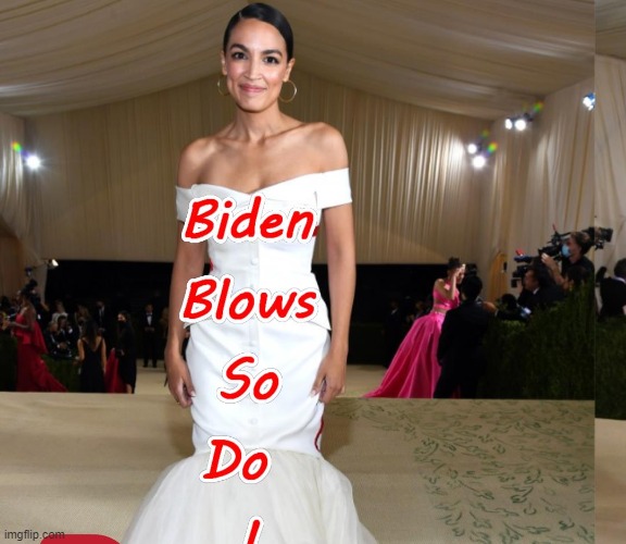 Dressed for Suck-sess ? | image tagged in aoc,dress,biden | made w/ Imgflip meme maker