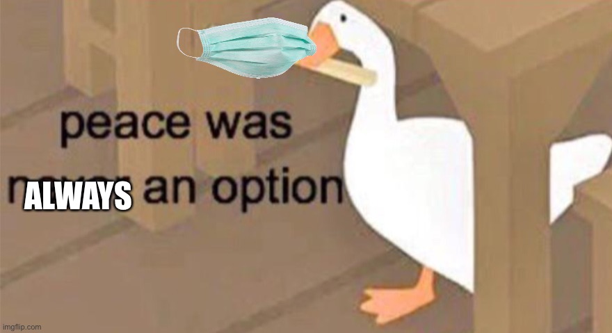 Untitled Goose Peace Was Never an Option | ALWAYS | image tagged in untitled goose peace was never an option | made w/ Imgflip meme maker