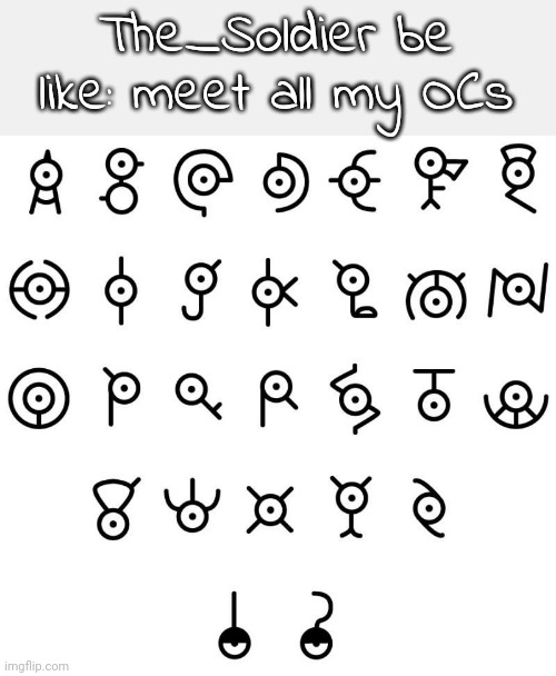 The_Soldier be like: meet all my OCs | made w/ Imgflip meme maker