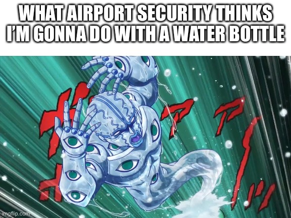 Aqua Necklace | WHAT AIRPORT SECURITY THINKS I’M GONNA DO WITH A WATER BOTTLE | image tagged in never gonna give you up | made w/ Imgflip meme maker