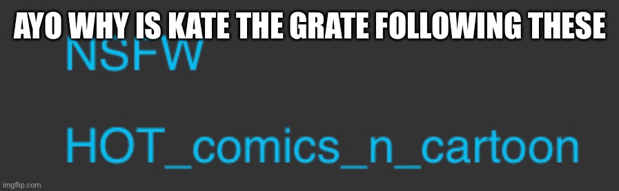 I don’t think Kate (as a site wide mod) should follow these | AYO WHY IS KATE THE GRATE FOLLOWING THESE | image tagged in caught in 4k | made w/ Imgflip meme maker