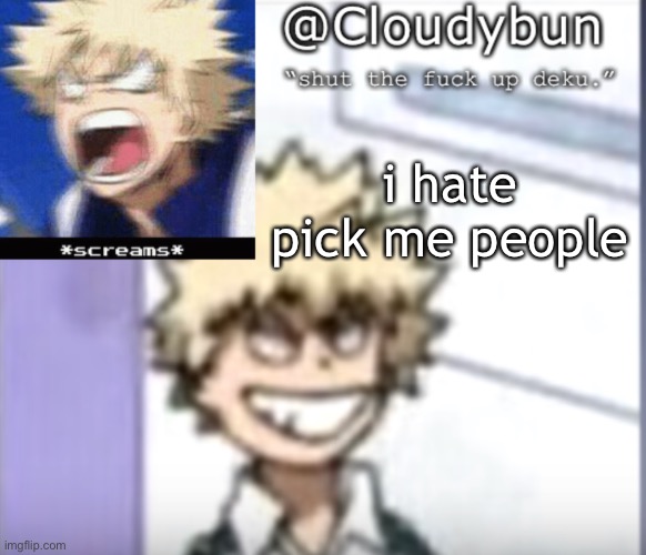 all they want is to be picked to have the attention on them | i hate pick me people | image tagged in bakuhoe | made w/ Imgflip meme maker