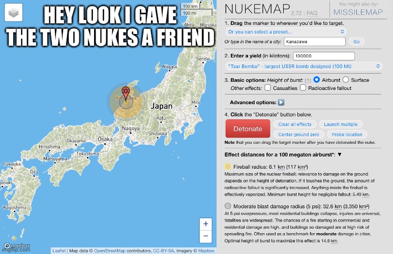 HEY LOOK I GAVE THE TWO NUKES A FRIEND | made w/ Imgflip meme maker