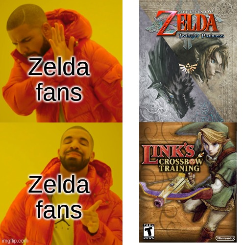 The best Zelda game | Zelda fans; Zelda fans | image tagged in memes,drake hotline bling,zelda,link,legend of zelda,the legend of zelda | made w/ Imgflip meme maker
