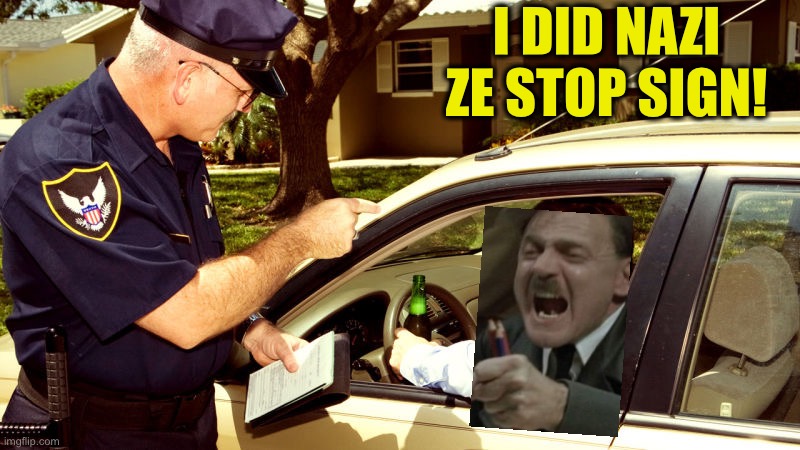 Traffic stop | I DID NAZI ZE STOP SIGN! | image tagged in traffic stop | made w/ Imgflip meme maker