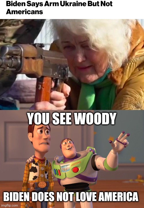 YOU SEE WOODY; BIDEN DOES NOT LOVE AMERICA | image tagged in memes,x x everywhere | made w/ Imgflip meme maker