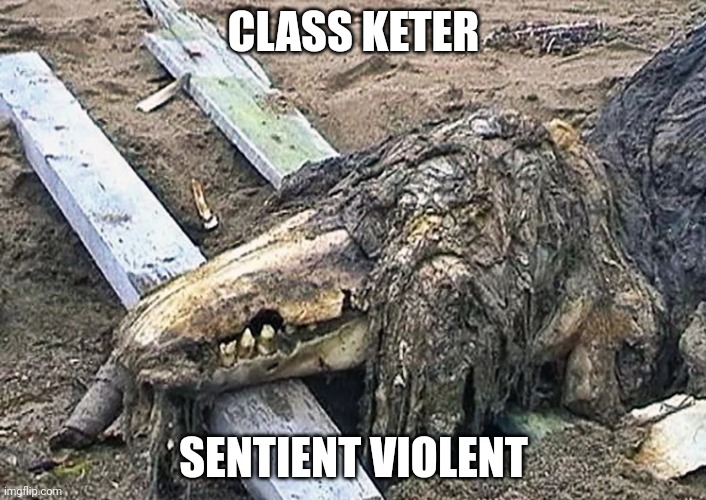 Scp 682 | CLASS KETER SENTIENT VIOLENT | image tagged in scp 682 | made w/ Imgflip meme maker