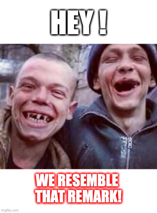 Redneck roflmao | HEY ! WE RESEMBLE 
THAT REMARK! | image tagged in redneck roflmao | made w/ Imgflip meme maker