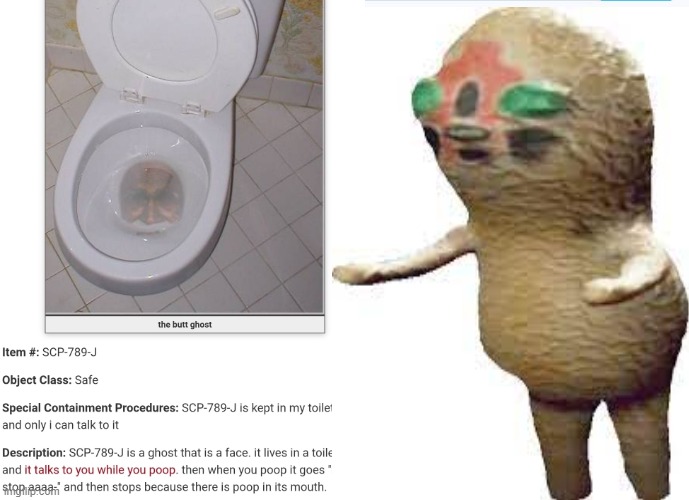 secure contain and protect my booty | image tagged in scp 173,scp,scp meme,toilet | made w/ Imgflip meme maker