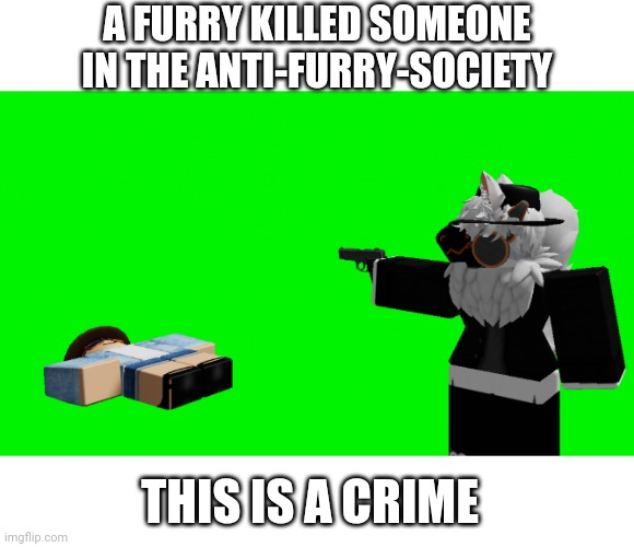 Oh no | A FURRY KILLED SOMEONE IN THE ANTI-FURRY-SOCIETY; THIS IS A CRIME | image tagged in furry with gun,murderer,this is not okie dokie,crime,anti furry | made w/ Imgflip meme maker