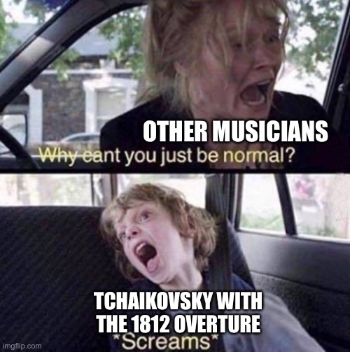 Why Can't You Just Be Normal | OTHER MUSICIANS; TCHAIKOVSKY WITH THE 1812 OVERTURE | image tagged in why can't you just be normal | made w/ Imgflip meme maker