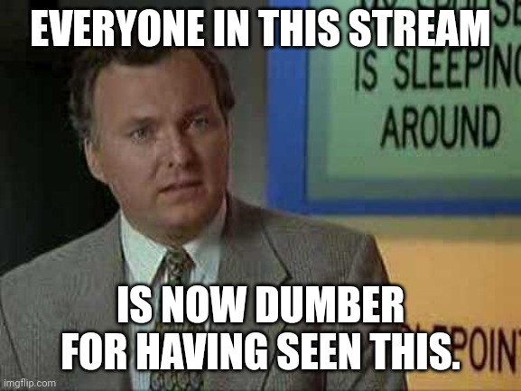 Billy Madison Insult | EVERYONE IN THIS STREAM IS NOW DUMBER FOR HAVING SEEN THIS. | image tagged in billy madison insult | made w/ Imgflip meme maker