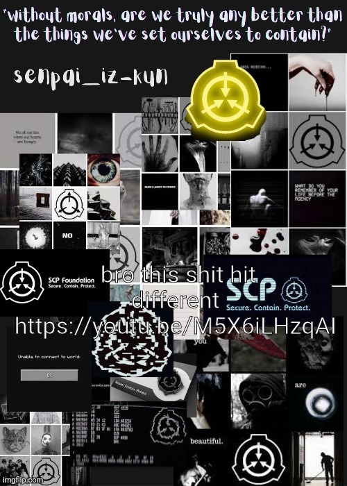 wOw it's the scp foundation | bro this shit hit different 
https://youtu.be/M5X6iLHzqAI | image tagged in wow it's the scp foundation | made w/ Imgflip meme maker